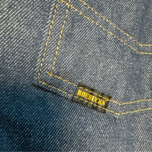 Vintage Sears Roebucks Western Wear Sherpa Vest Mens XL Biker Cowboy Denim Blue - Picture 2 of 14